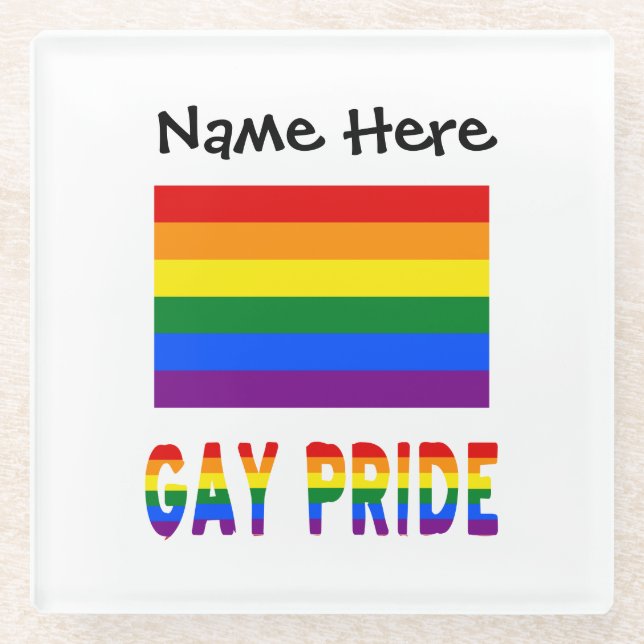 Gay Pride and Rainbow Flag Personalized  Glass Coaster (Front)