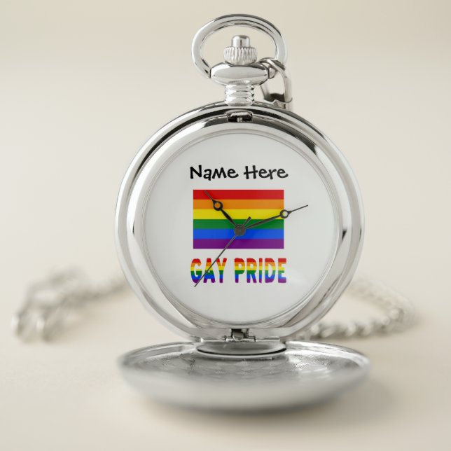 Gay Pride and Rainbow Flag Personalized  Pocket Watch (Inside)