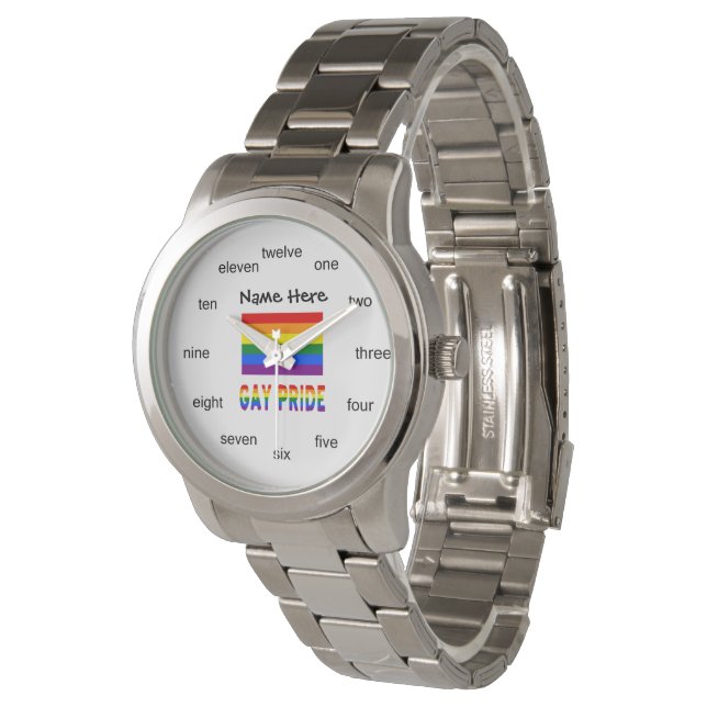 Gay Pride and Rainbow Flag Personalized  Watch (Angled)
