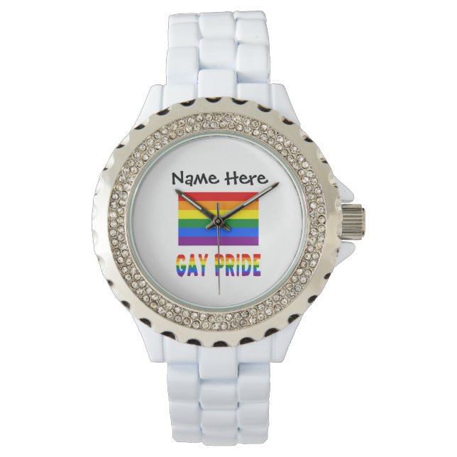Gay Pride and Rainbow Flag Personalized  Watch (Front)