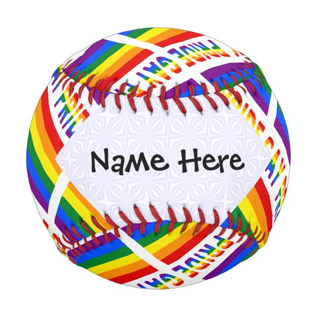 Gay Pride and Rainbow Flag Tiled with Your Name Baseball (Front)