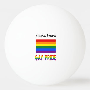 Gay Pride and Rainbow Flag with Your Name Ping Pong Ball
