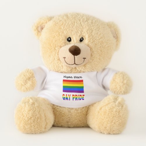 Gay Pride and Rainbow Flag with Your Name Teddy Bear