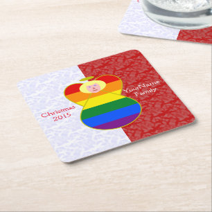 Gay Pride Angel Blonde Hair Red and White Personal Square Paper Coaster