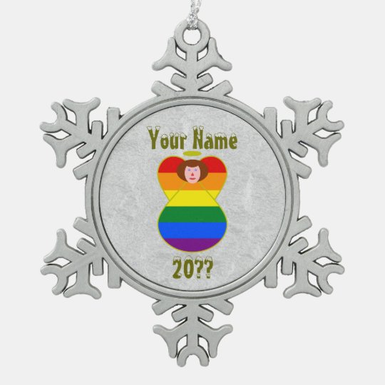 gay pride angel rainbow flag auburn hair snowflake pewter christmas ornament - Gay Pride Christmas Decorations gay pride angel rainbow flag auburn hair snowflake pewter christmas ornament - Gay Pride Christmas Decorations