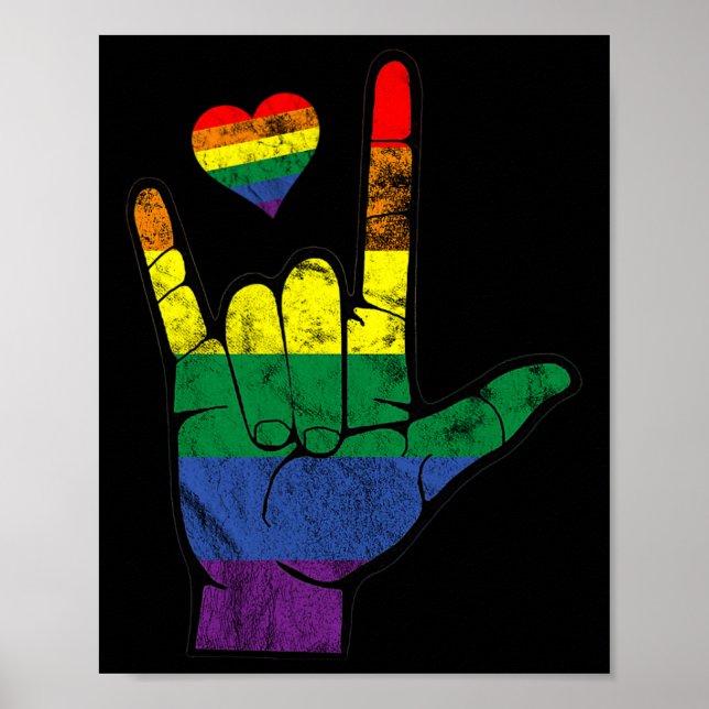 Gay Pride ASL Sign Languages LGBT Deaf Awareness M (Front)