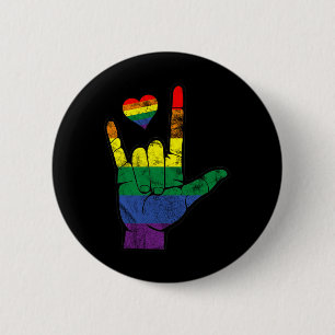 Gay Pride ASL Sign Languages LGBT Deaf Awareness M Button