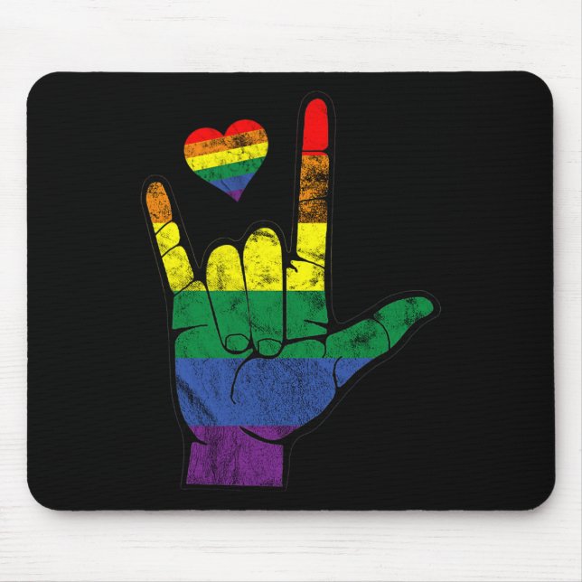 Gay Pride ASL Sign Languages LGBT Deaf Awareness M Mouse Pad (Front)