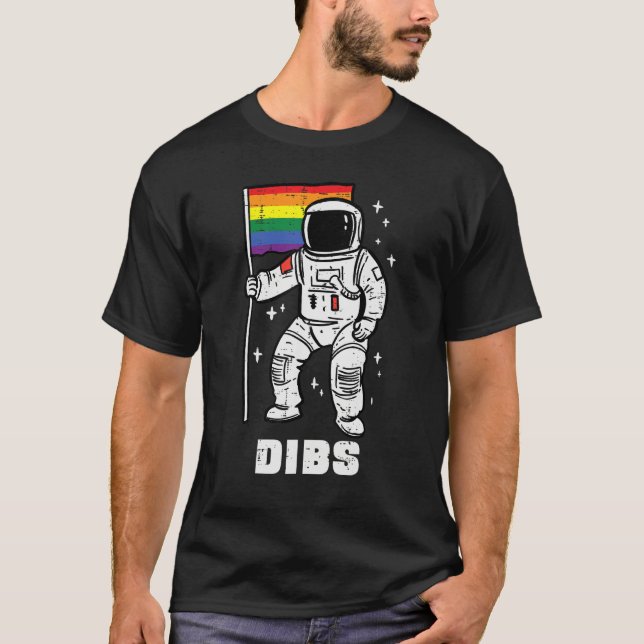 Gay Pride Astronaut Rainbow Flag Lgbtq Space Men W T-Shirt (Front)