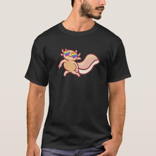 Gay Pride Axolotl Stuff Teen Girls Rainbow Heart S T_Shirt
