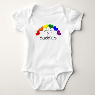 Gay Pride Baby I Love My 2 Daddies Rainbow Hearts Bodysuit