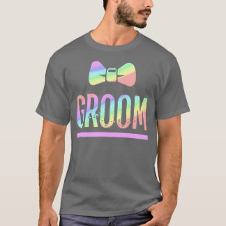 Gay Pride Bachelor Party Rainbow Bowtie Groom Shir T-Shirt