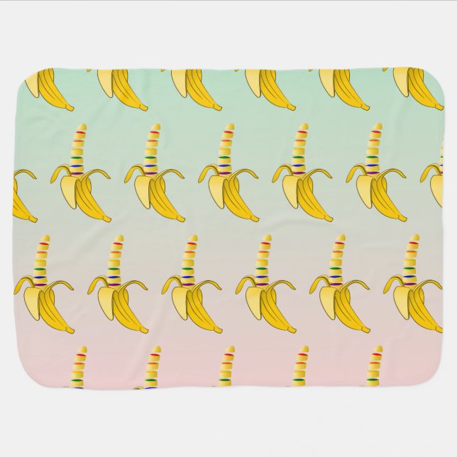 Gay Pride Banana Pattern Receiving Blanket (Horizontal)