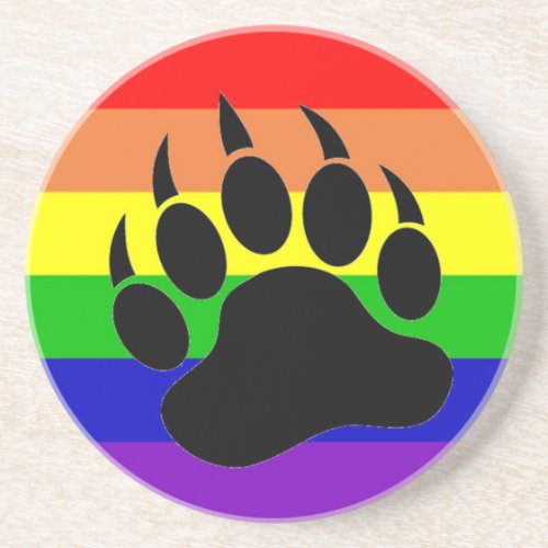 Gay Pride Bear Paw Coaster