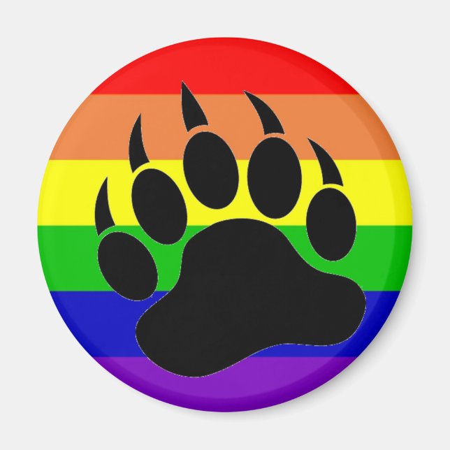 Gay Pride Bear Paw Magnet (Front)