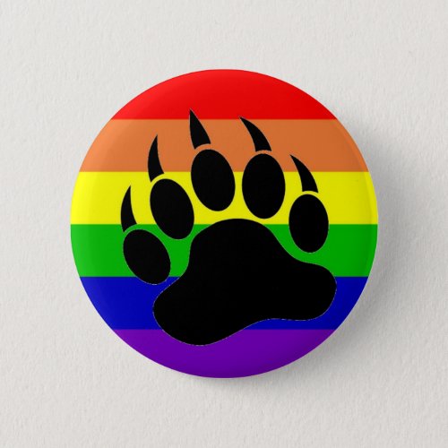 Gay Pride Bear Paw Pinback Button