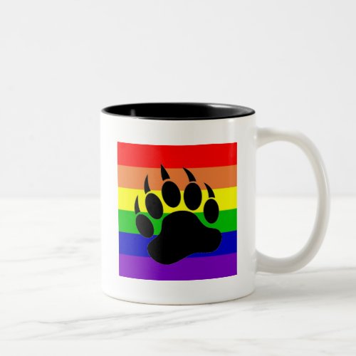 Gay Pride Bear Paw Two_Tone Coffee Mug