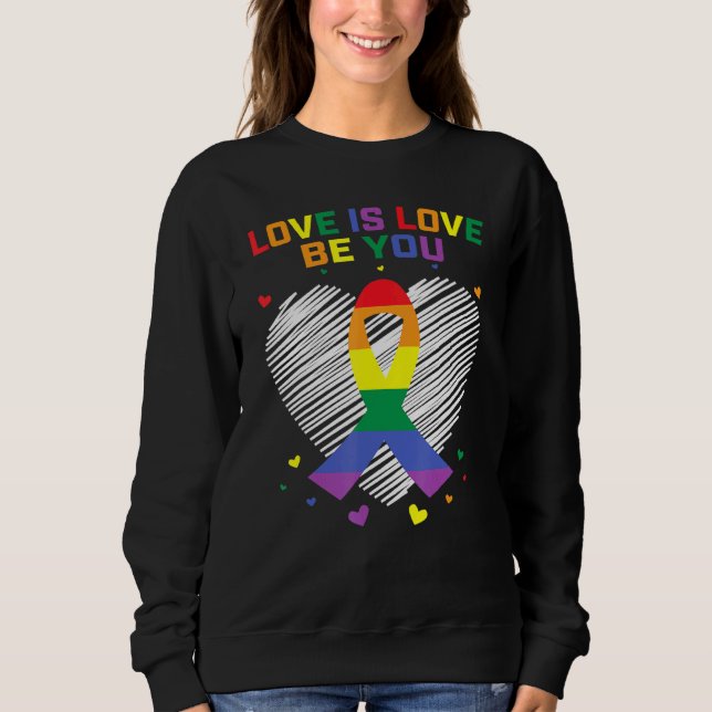 Gay Pride Bi Lgbtq Bisexual Lesbian Ally Love Is L Sweatshirt (Front)