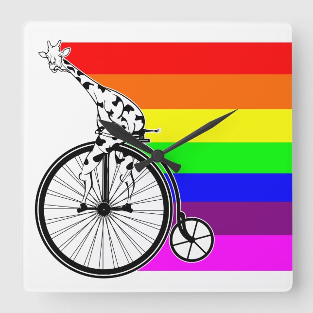 Gay pride bicycle square wall clock (Front)