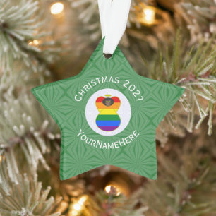 Gay Pride Black Angel Flag Christmas Personalized  Ornament