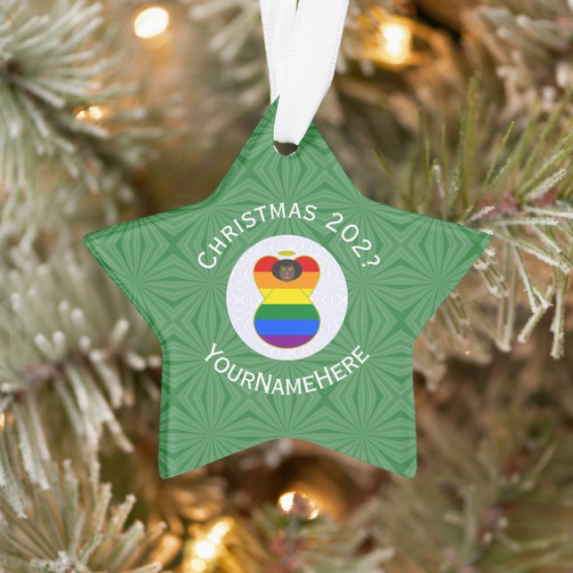 Gay Pride Black Angel Flag Christmas Personalized  Ornament (Tree)