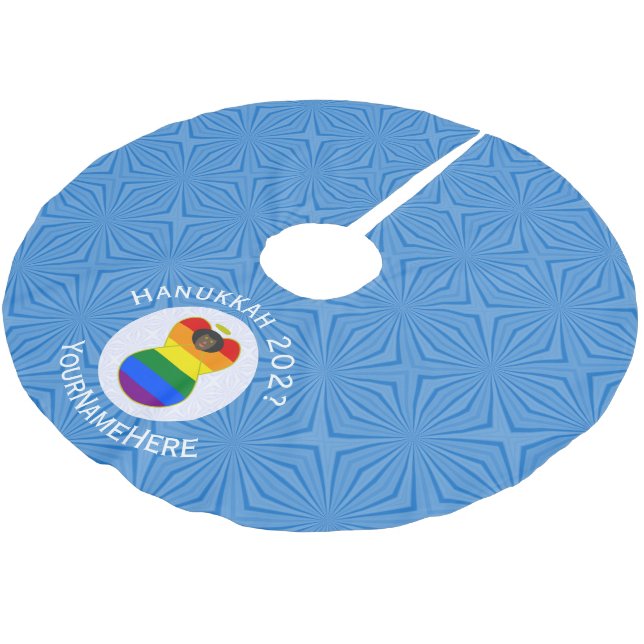 Gay Pride Black Angel Hanukkah Flag Personalized  Brushed Polyester Tree Skirt (Angled)