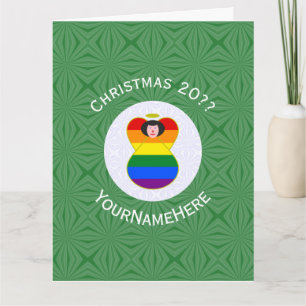 Gay Pride Black Hair Angel Christmas Flag Personal Card