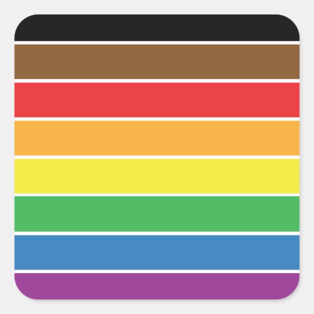 Gay Pride - BLM Gay Pride Flag - Rainbow Stripe Square Sticker (Front)