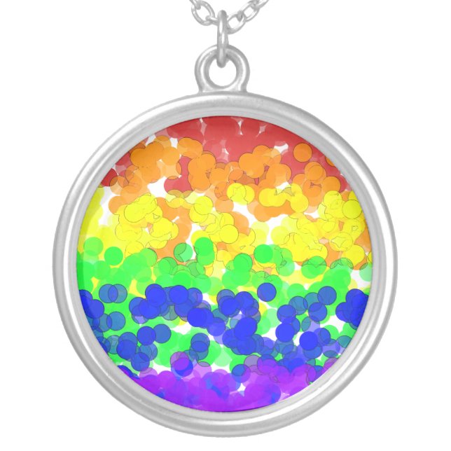 Gay Pride Bokeh Flag Necklace (Front)
