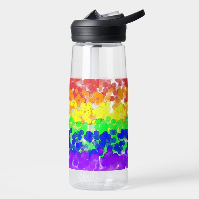 Gay Pride Bokeh Flag Water Bottle (Left)