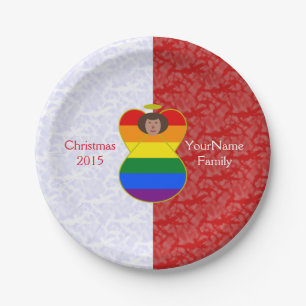 Gay Pride Brown Angel Red White Personalized  Paper Plates