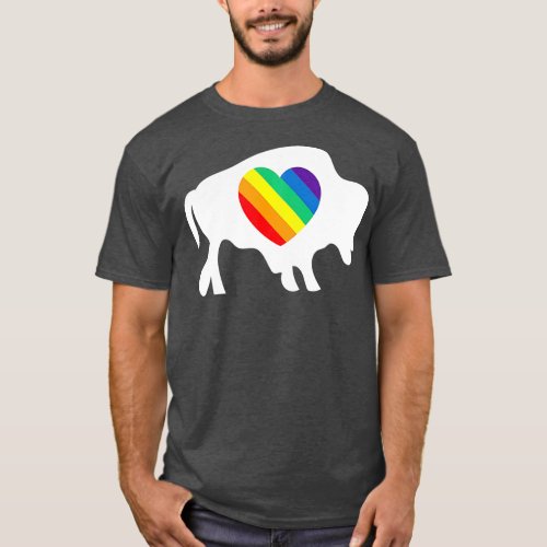 Gay Pride Buffalo Pride Week Rainbow Colors LGBTQ  T_Shirt