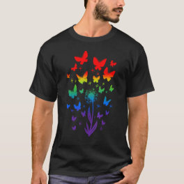 Gay Pride Butterfly Flower Rainbow Flag LGBT Women T-Shirt