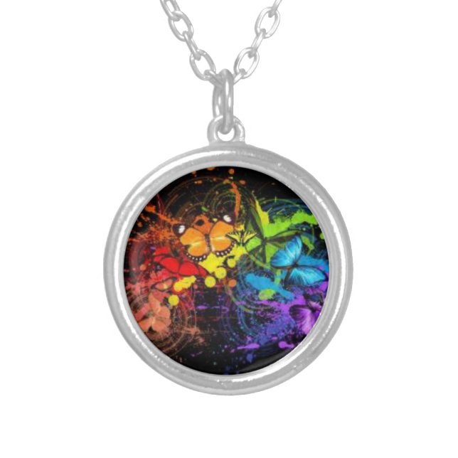 gay pride butterfly necklace (Front)