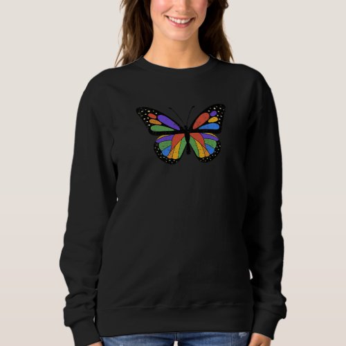 Gay Pride Butterfly Rainbow Girly Beautiful Colorf Sweatshirt