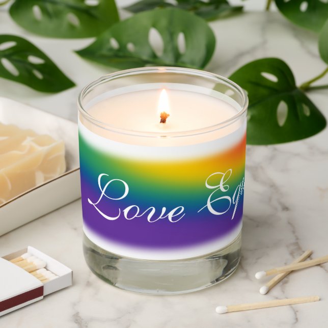 Gay Pride Candles Custom Rainbow Love Candles (Lit)