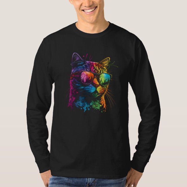 Gay Pride Cat Animal  LGBT Pride Month Cute Equali T-Shirt (Front)
