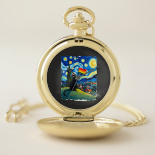 Gay Pride Cat Art Cat Starry Night Style LGBTQ Pri Pocket Watch