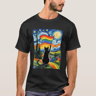 Gay Pride Cat Art Cat Starry Night Style Lgbtq Pri T-Shirt