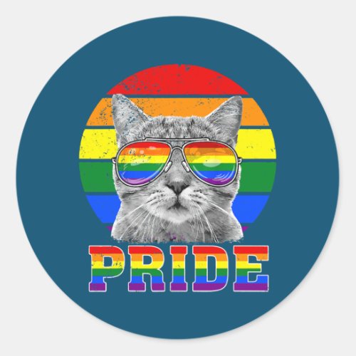 Gay Pride Cat Gay Cat Pride LGBT Gay Gay Pride Classic Round Sticker