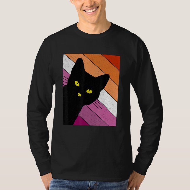 Gay Pride Cat Lesbian Rainbow Flag LGBTQ Cat Mom C T-Shirt (Front)