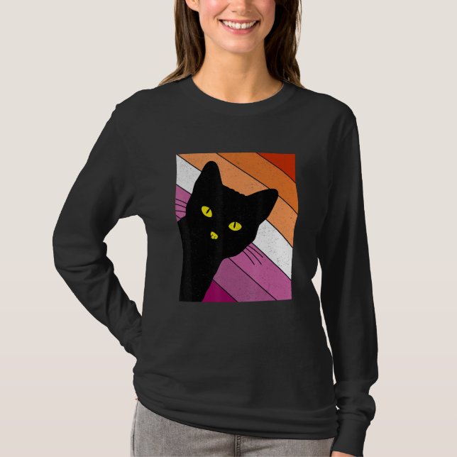 Gay Pride Cat Lesbian Rainbow Flag LGBTQ Cat Mom C T-Shirt (Front)