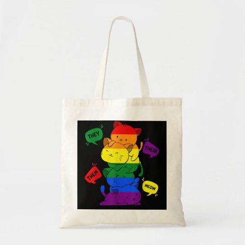 Gay Pride Cat LGBT Purride Cats Pile Cute LGBT Rai Tote Bag