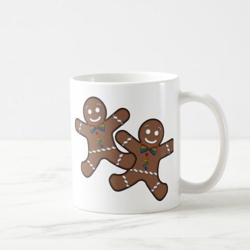 Gay Pride Christmas Gingerbread Men Couple Coffee Mug
