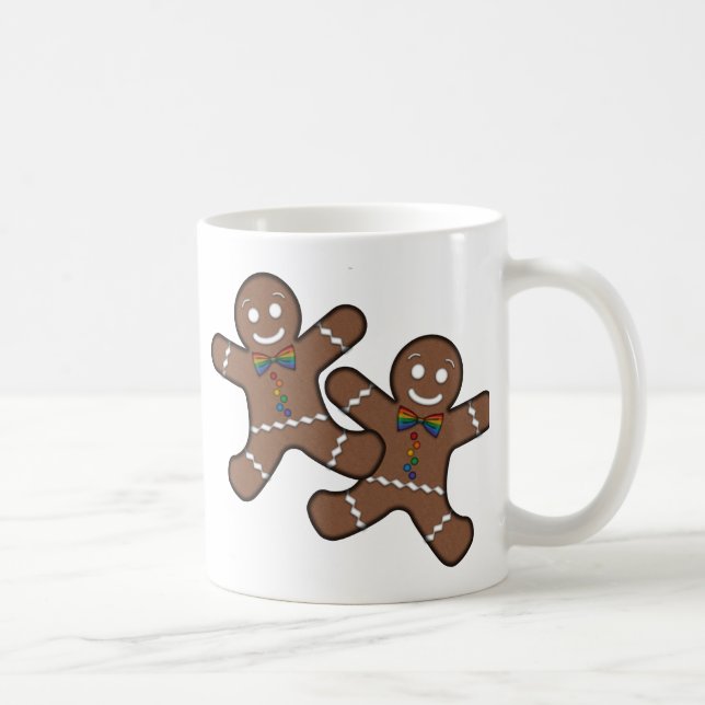 Gay Pride Christmas Gingerbread Men Couple Coffee Mug (Right)