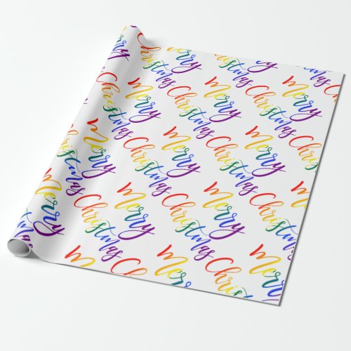 Gay Pride Christmas LGBT Rainbow Flag Colors Text Wrapping Paper