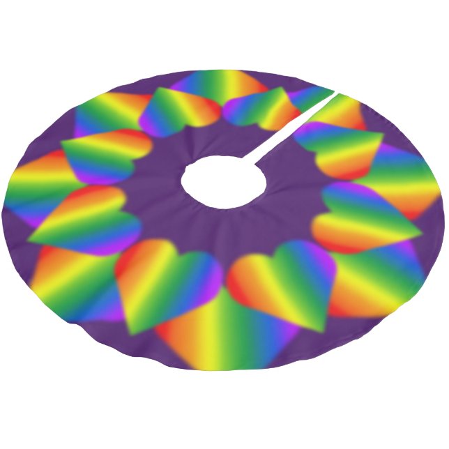 Gay Pride Christmas Tree Skirt Rainbow Love Decor (Angled)