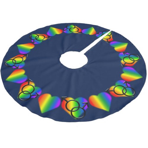 Gay Pride Christmas Tree Skirt Rainbow Love Decor