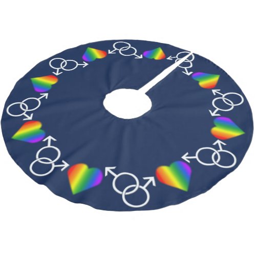 Gay Pride Christmas Tree Skirt Rainbow Love Decor