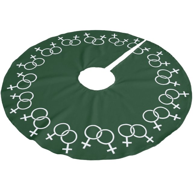 Gay Pride Christmas Tree Skirt Same-Sex Love Decor (Angled)